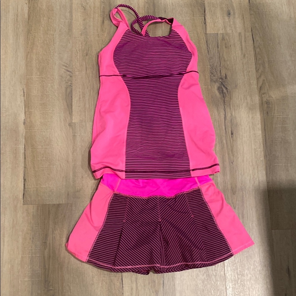 Lululemon Athletica Pink and Black Mini Skirt